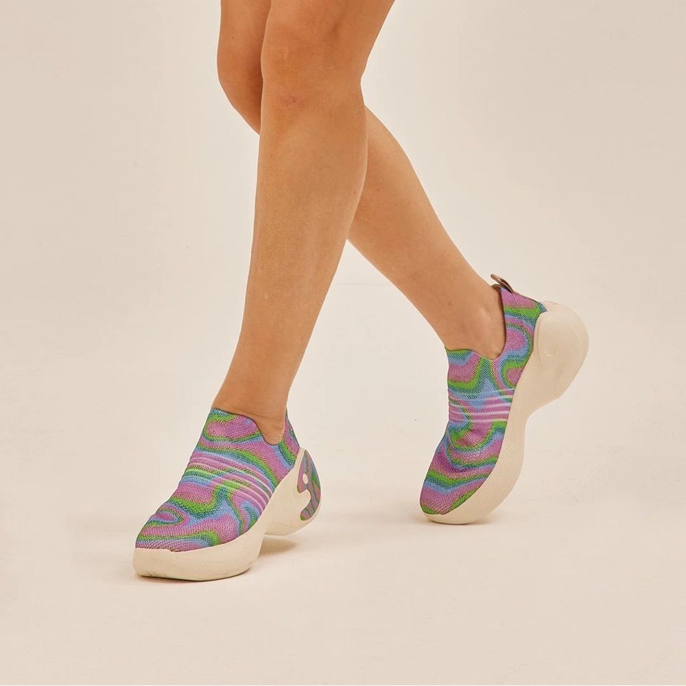 UIN Women's Walking Shoes Casual Chunky Sneaker (Colorful Chameleon Zaragoza II)